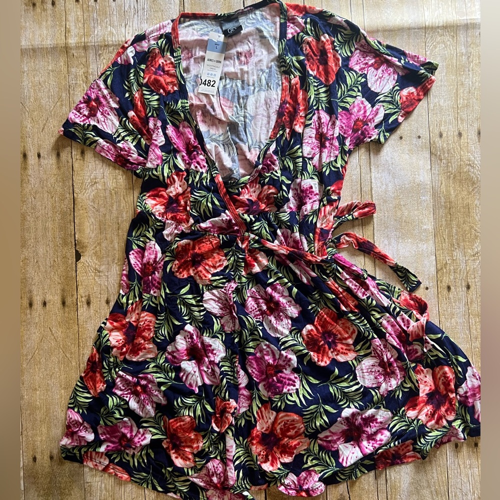 Agnes and Dora , nightingale floral wrap dress. large
